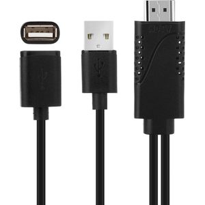 USB Male + USB 2.0 Vrouw naar HDMI Telefoon naar HDTV Adapterkabel, voor iPhone / Galaxy / Huawei / Geschikt voor Xiaomi / LG / LeTV / Google en andere slimme telefoons (zwart)