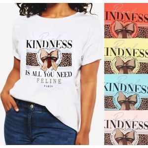 T-shirt Kindness panterprint coral maat L
