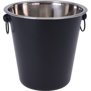 Excellent Houseware champagne/wijnflessen koeler/ijsemmer zwart rvs inhoud 3 liter
