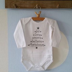 Baby Rompertje met tekst unisex Joy Love Peace  | Lange mouw | wit | maat 50/56 mijn eerste kerstmis baby kleding kerst Kerstkleding kerstpakje aankondiging bekendmaking zwangerschap cadeau voor de liefste aanstaande