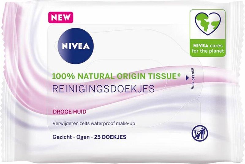 NIVEA Reinigingsdoekjes Droge Huid - 3 x 25 stuks - Voordeelverpakking