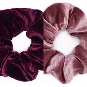 Scrunchies-Velvet Scrunchies-Haaraccessoires-Luxe Scrunchies-Haarelastiek-Set van 2 stuks-Donker en Licht Paars