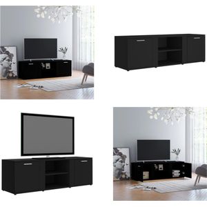 vidaXL Tv-meubel 120x34x37 cm bewerkt hout zwart - Tv-meubel - Tv-meubels - Tv-meubelen - Tv-meubilair