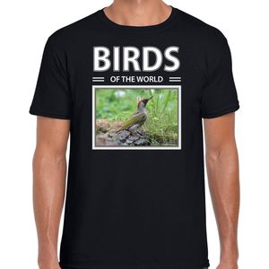 Dieren foto t-shirt Groene specht - zwart - heren - birds of the world - cadeau shirt Spechten liefhebber M