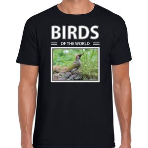 Dieren foto t-shirt Groene specht - zwart - heren - birds of the world - cadeau shirt Spechten liefhebber XXL