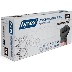 Hynex Nitril handschoenen maat L zwart 100/doos extra sterk 5gram poedervrij