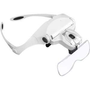 Vergrootglas met LED Verlichting - 5 Verwisselbare Lenzen - Perfect voor Naaien, Modelbouw, Make-up, Tattoos, Manicure, Sieraden en Horloges - Witte Loeplamp voor Precisiewerk