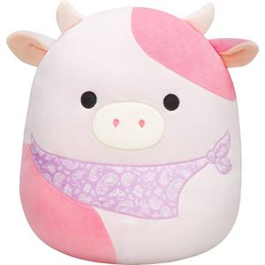 Klikkopers® - Kawaii knuffel - Squish Knuffel - 18 cm tot 22 cm - Koe Squishy - Kawaii Kussen - Kawaii Koe Knuffel - Bandana - Roze