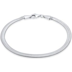 KUZZOI Heren Armband Dames platte Elegante Slangenketting Visgraat Trend in 925 Sterling Zilver