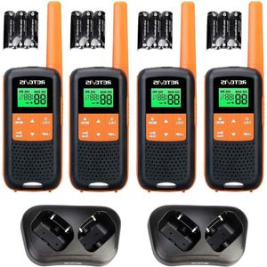Walkie Talkie Royalty-vrije PMR446-radioset 16 kanalen VOX LED-zaklampscan Twee oplaadmethoden Profi Noodgeval Redden Oranje 4 STK.