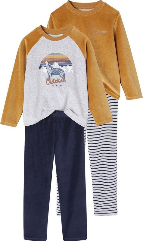 Vertbaudet - Set van 2 - Fluwelen Jongenspyjama's - Wolf