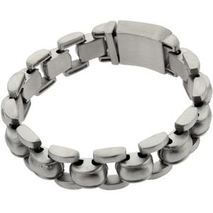 Bukovsky - Geborstelde Stalen Mannen Armband - ""Global Small"" - 19,5 cm - Zilverkleur - Mat - Rvs - 316L Stainless Steel