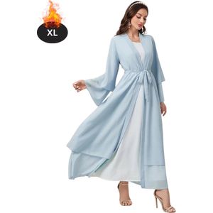 Nivard Islamitische Kleding - Djellaba Dames - Moslim Kleding - Arabisch Dames Kaftan - Alhamdulillah - Lichtblauw XL