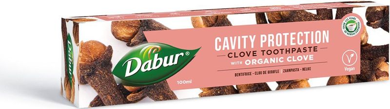 Dabur Organische Kruidnagel Tandpasta 100 ml - Organische Antibacterieel, Versterkt Tandvlees & Vermindert Gevoeligheid, Anti-tandplak, Verfrist de Adem