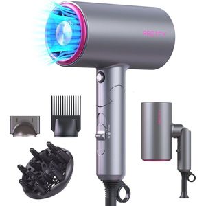 Professionele ionische haardroger 2000 W - Opvouwbare reishaardroger met accessoires, 3 warmtestanden, 2 snelheden en koelfunctie