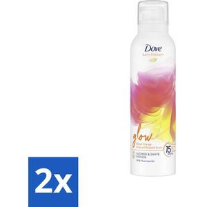2 x Dove Douche- & Scheerschuim - Bath Therapy - Glow - Bloedsinaasappel & Rabarber - 200 ml - Douche Schuim - Dove - Niacinamide - Gezonde Huid - Stralende Huid