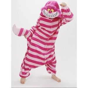 Onesie Cheshire Cat pak kind roze kat - maat 110-116 - Alice in Wonderland jumpsuit pyjama