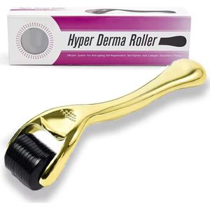 Dermaroller - Gezichtsroller - Derma roller - Unisex - 540 Micro Naalden - 0.5MM naald - Goudkleurig - Huidverjonging - Huidverzorging - Bloedcirculatie - CHPN
