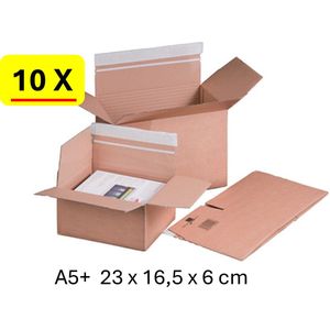 10 x Verzenddoos Quickbox - A5+ 23 x 16,5 x 6cm - zelfklevende strip sluiting