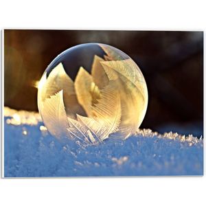 PVC Schuimplaat - Glas - Bol - Sneeuw - Kleuren - 40x30 cm Foto op PVC Schuimplaat (Met Ophangsysteem)
