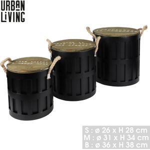 SET VAN 3 METALEN KOFFIETAFELS S:D26XH28 M:D31XH34 L:D36XH38CM