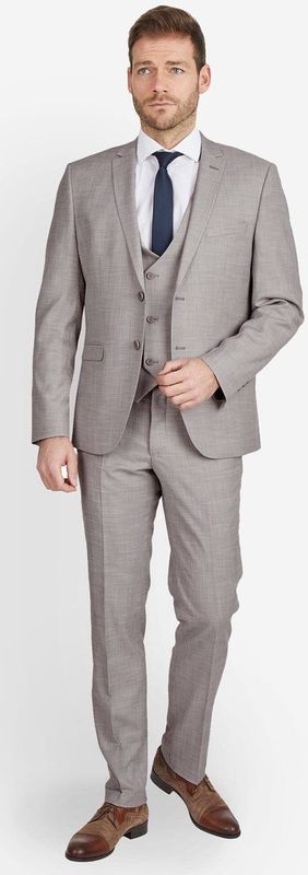 Steffen Klein - Driedelig Pak - Taupe - Met Vest