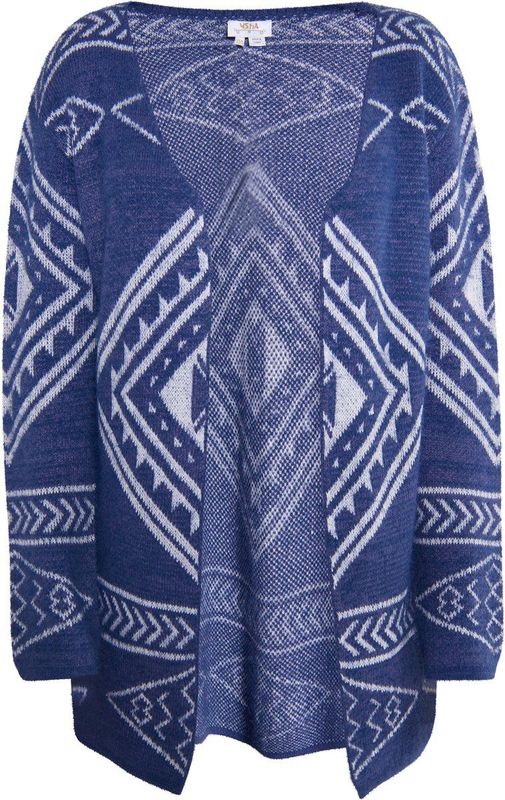 usha - FESTIVAL - Gebreid Vest - Marine / Wit - Losse Pasvorm