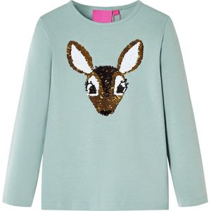 vidaXL - Kindershirt - met - lange - mouwen - 104 - middelmintkleurig