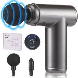 Mini elektrisch massagepistool met 2 massagekoppen voor verlichting van pijn en spierstijfheid