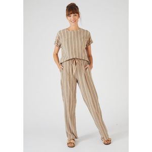 Damart - Gestreept gebreid T-shirt met structuur - Dames - Bruin - S