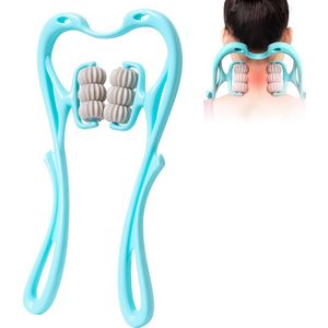 Massage Roller - Handmatige Nekmassagerol - Nekmassageapparaat - Nek Massage Roller - Nekmassage - Multifunctionele Massage Roller - Cellulite Massage Roller - Spiermassage - 6 Ballen - Blauw - Voor Rug / Nek / Schouder / Been / Armen / Voetmassage
