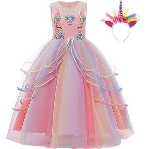 Het Betere Merk - Unicorn Jurk | Eenhoorn Jurk | Prinsessenjurk Meisje | Verkleedkleren Meisje |maat 110/116 (120)| Prinsessen Verkleedkleding | Carnavalskleding Kinderen |+ Haarband | Roze