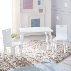 JGS® - Kindertafel en Stoelset van Hout, Ideaal voor Jongens en Meisjes, Wit Gelakt -