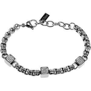 Armband Dames - Stalen Zilver Kleur - Kubus Design - Vierkante Schakelsarmband