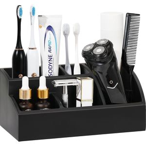 Tandenborstelhouder, 5 vakken, elektrische tandenborstelhouder, organizer voor familie, tandenborstelhouder, grote capaciteit, make-up-organizer voor gezinnen, tandpasta, shaver voor heren