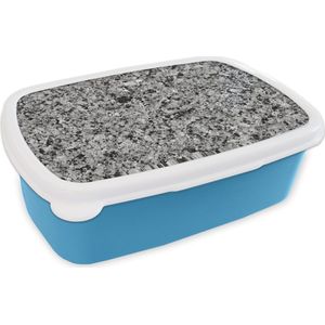 Broodtrommel Blauw - Lunchbox - Brooddoos - Steen - Graniet - Grijs - Zwart - 18x12x6 cm - Kinderen - Jongen