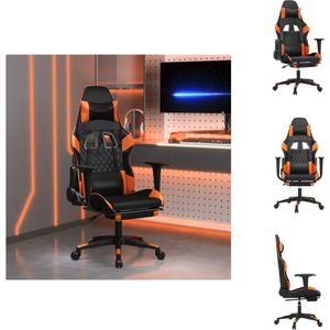 vidaXL Gamestoel - Zwart/Oranje - Kunstleer - Verstelbaar - Stevig frame - Bureaustoel
