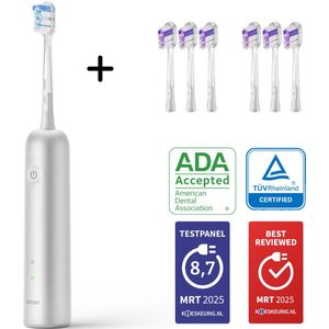 Laifen Wave Elektrische tandenborstel - Aluminium - Oscillerende en Vibrerende functie - Met 6 extra Ultra Whitening TPU Opzetborstels