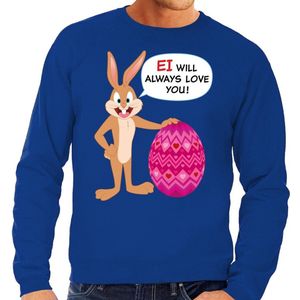 Blauwe Paas sweater Ei will always love you - Pasen trui voor heren - Pasen kleding XXL