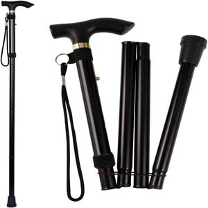 Wandelstok - Opvouwbare Wandelstok - Verstelbare Hoogte - Voor Senioren & Wandelaars - Ergonomisch Handvat - Lichtgewicht - Zwart - Eén maat - 1 stuk