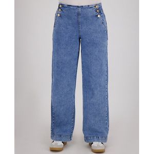 Je m'appelle - Wide Leg Broek - Blauw - Stretch - Elastisch in Taille