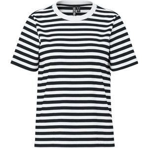 Pieces - Pcria Ss Tee Stripes Noos - T-shirt - Zwart/Wit - Dames
