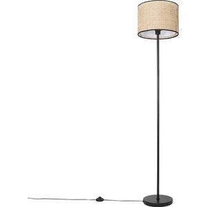 QAZQA Kata - Landelijke Vloerlamp - Staande Lamp - 1 Lichts - H 165 cm - Naturel - Woonkamer