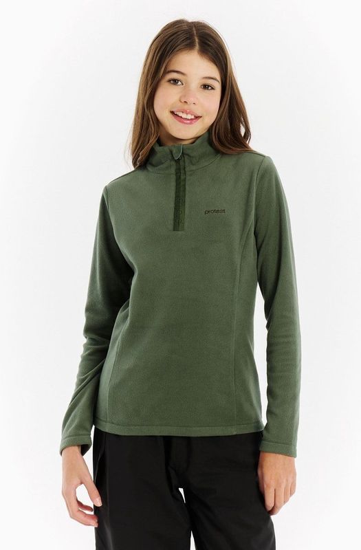 Protest Kids Remutey 1/4 Zip Active Top Fleecetrui (Kinderen |olijfgroen)