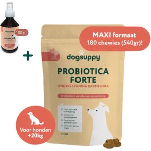 Grote ras: Probiotica Hond (MET KIP) | Ondersteunt Darmflora & Spijsvertering | 100% Natuurlijk | +3 miljard Probiotica per snoepje | FAVV goedgekeurd | Hondensupplementen | Hondensnacks | Brievenbuspakje | Geschenk per bestelling | 180 hondenkoekjes