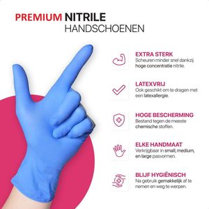 100x Premium Nitril Wegwerp Handschoenen Blauw Maat XL - Extra Sterk - Poedervrij - Latex Free - X Large - Biozek