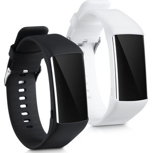 kwmobile 2x horlogebandjes geschikt voor Polar A360 / A370 bandje - Smartwatch bandjes van TPU - Activity tracker horloge band in zwart / wit