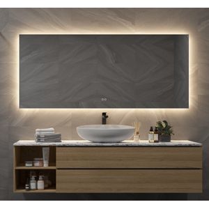 Badkamerspiegel met indirecte verlichting, verwarming, instelbare lichtkleur en dimfunctie 180x70 cm