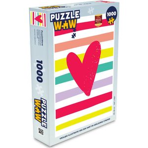 Puzzel Vrolijke illustratie van een hart en gekleurde strepen - Legpuzzel - Puzzel 1000 stukjes volwassenen