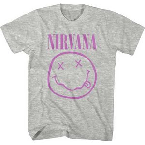 Nirvana - Purple Happy Face Heren T-shirt - S - Grijs